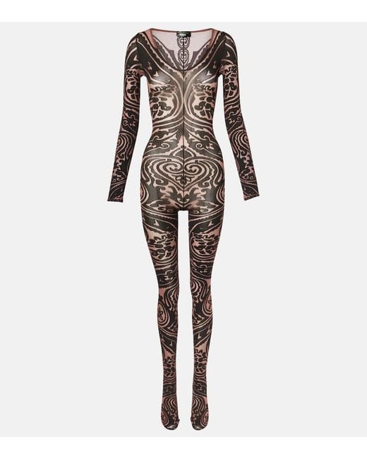 Wolford Brown X Etro Tattoo Paisley Catsuit
