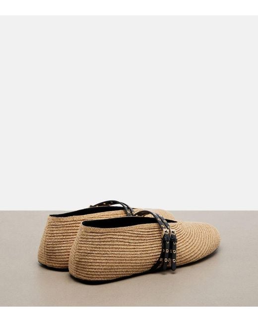 Alaïa Brown Woven Leather-Trimmed Ballet Flats