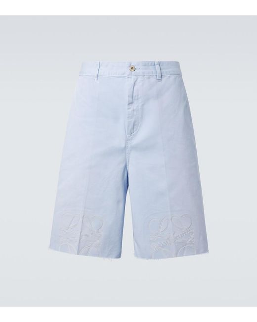 Loewe Blue Paula's Ibiza Anagram Cotton Twill Bermuda Shorts for men