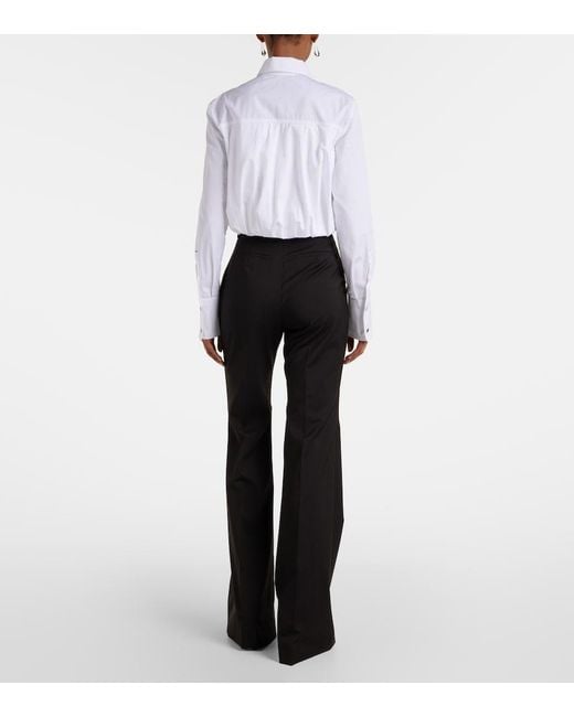 Sportmax White Zemira Cropped Cotton Poplin Shirt