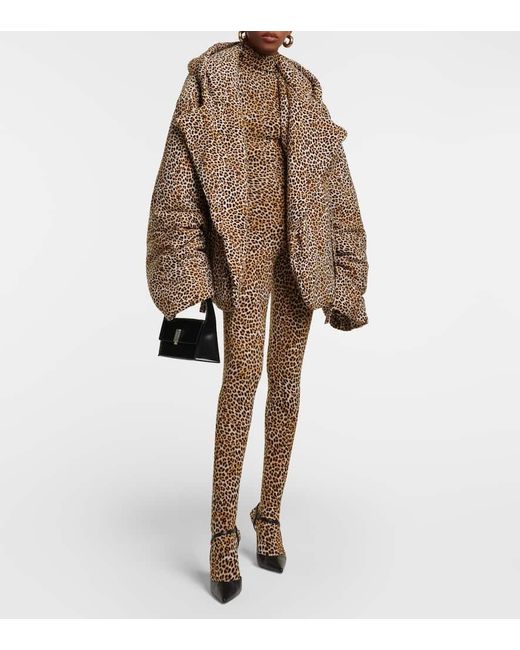 Norma Kamali Brown Sleeping Bag Leopard-print Jacket