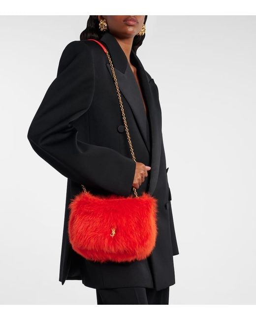 Saint Laurent Red Jamie 4.3 Mini Shearling Shoulder Bag
