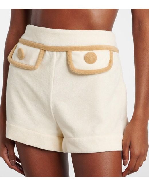 Adriana Degreas Natural Colorblocked Cotton-Blend Terry Shorts