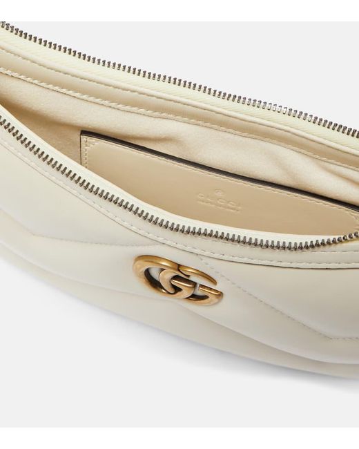 Gucci White GG Marmont Small Matelassé-leather Shoulder Bag