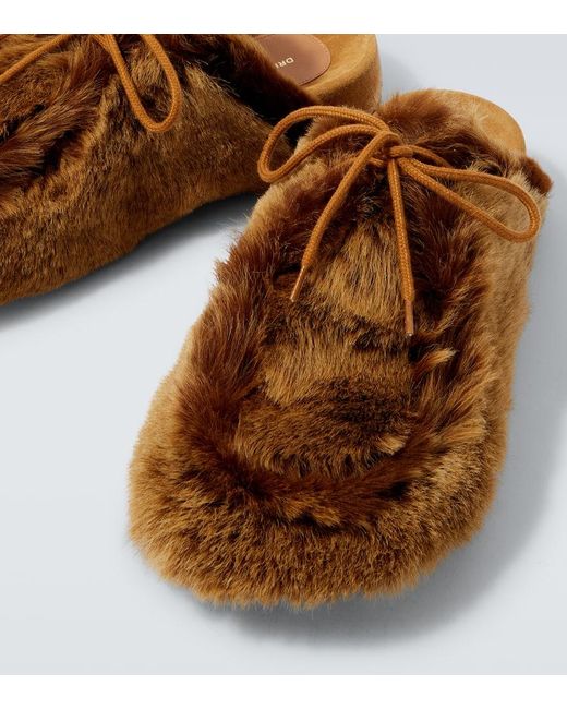 Dries Van Noten Brown Shearling Clogs for men