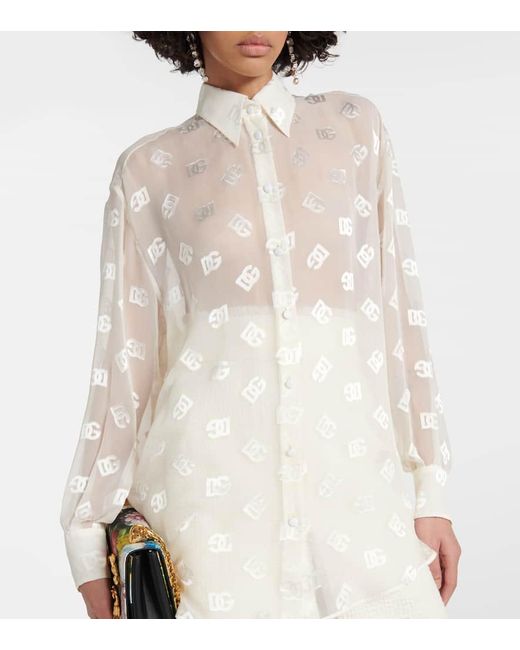 Camisa de mezcla de seda translucida Dolce & Gabbana de color White
