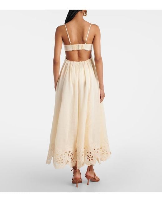Robe Longue Coco Brodee En Ramie Zimmermann en coloris Natural