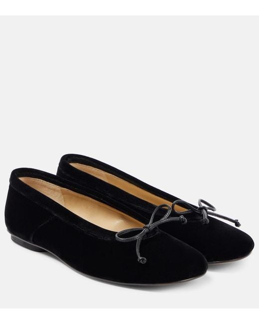 Le Monde Beryl Black Mica Velvet Ballet Flats