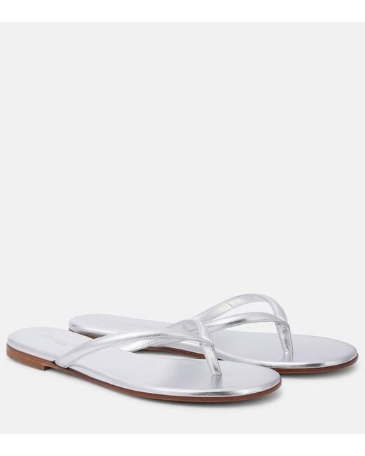 Gianvito Rossi White Sandalen Calypso Aus Metallic-Leder