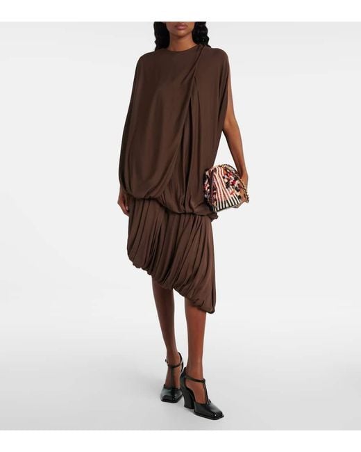 Loewe Brown Asymmetric Draped Jersey Top