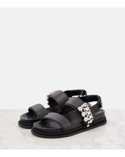Jimmy Choo Black Verity Embellished Leather Sandals
