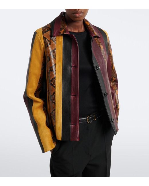 Proenza Schouler Brown Sirine Snake-Effect Striped Leather Jacket