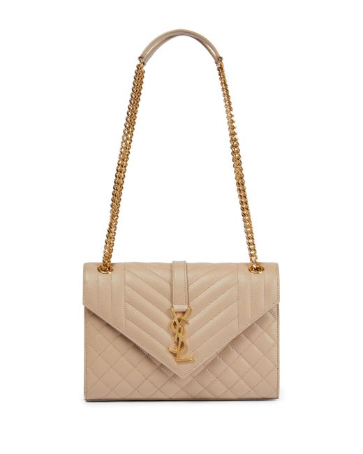 Saint Laurent Envelope Large Quilted Texturedleather Shoulder Bag in