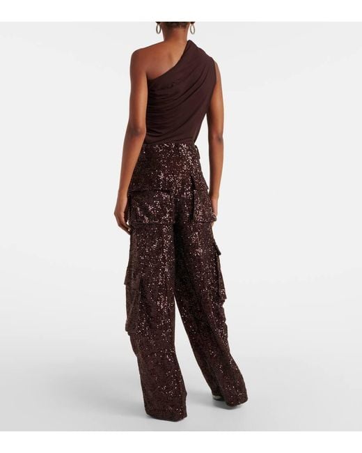 ROTATE BIRGER CHRISTENSEN Brown Sequined Cargo Pants