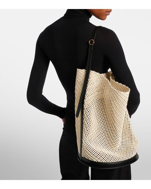 Alaïa White Hip Large Leather-Trimmed Bucket Bag