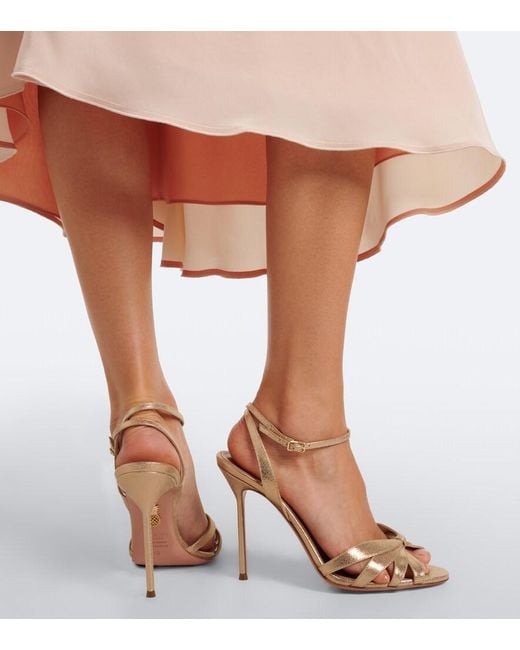 Aquazzura Soulmate Metallic Leather Sandals