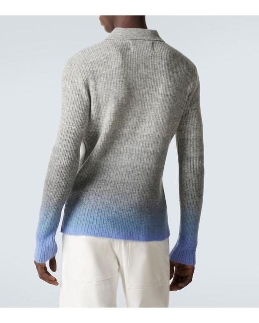 ERL Gray Gradient Mohair-Blend Polo Sweater for men