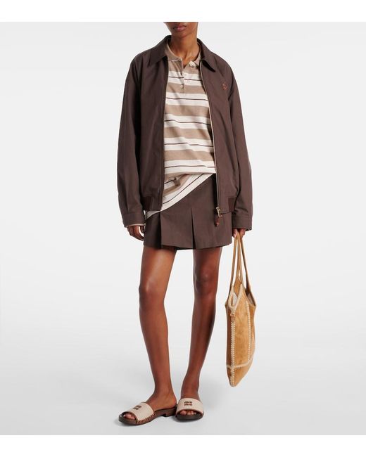 Miu Miu Brown Logo Cotton-Blend Miniskirt