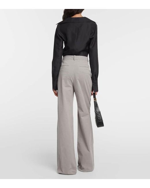 Nili Lotan Gray Weite Hose Flavie Aus Baumwolle