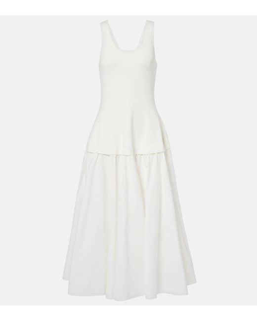 Jonathan Simkhai White Jazz Cotton-Blend Poplin Midi Dress