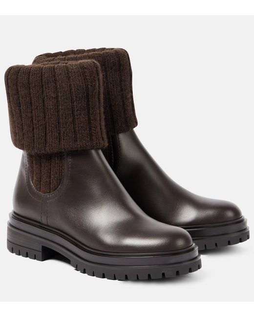 Gianvito Rossi Black Tenney Leather Chelsea Boots