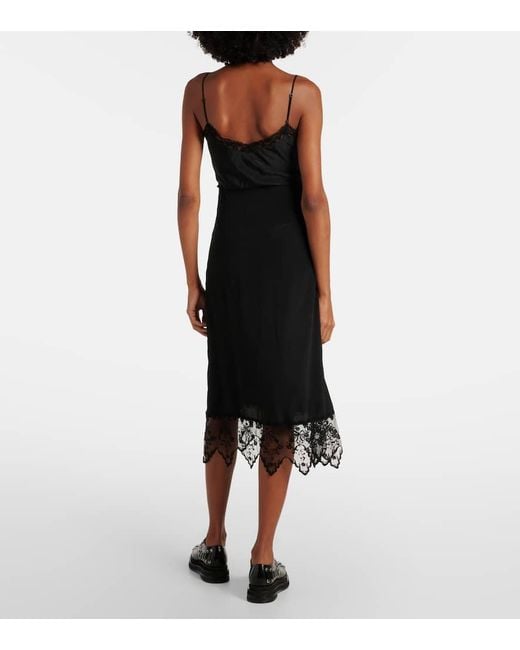 Simone Rocha Black Lace-Trimmed Slip Dress