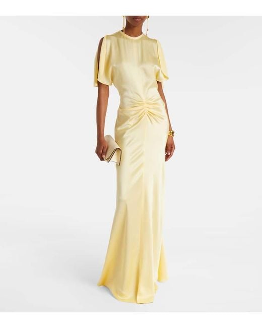 Victoria Beckham Yellow Robe Aus Satin