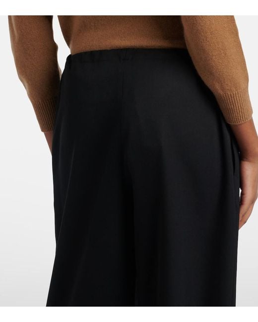 The Row Black Delano Wool Straight Pants