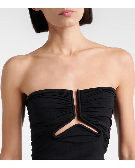 Rick Owens Black Cutout Ruched Strapless Top