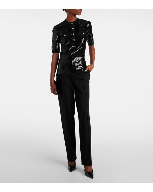 Rebecca Vallance Black Devyn Sequined Top