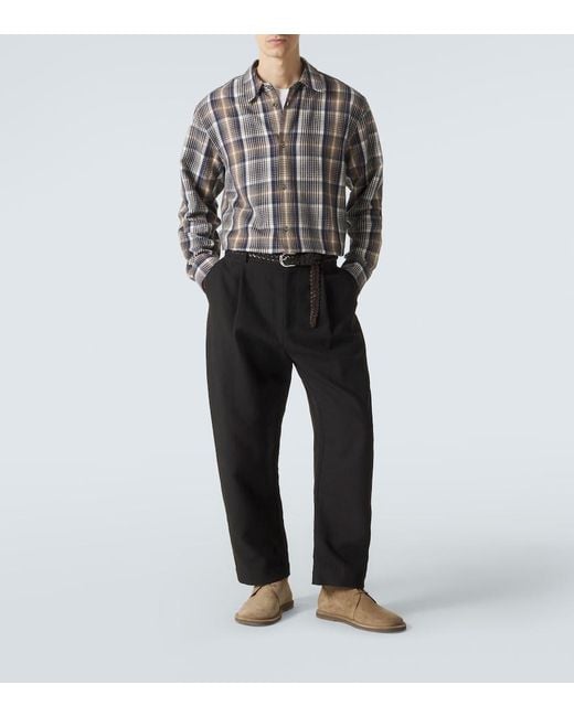 Studio Nicholson Black Tuck Cotton-Blend Tapered Pants for men