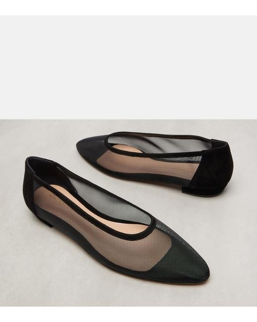 Gianvito Rossi Black Sheer Organza Ballet Flats