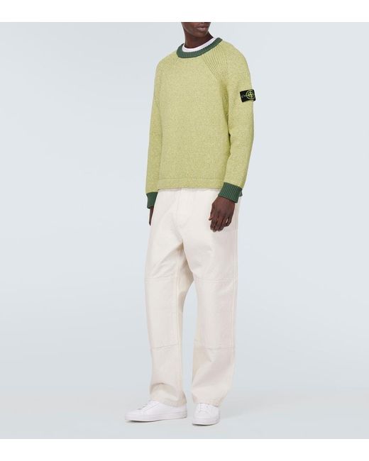 Stone Island Green Compass Cotton Sweater for men