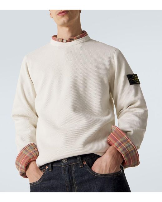 Stone Island White Cotton Jersey Sweatshirt for men