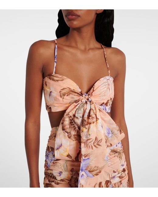 Zimmermann Pink Coco Bow Front Mini Dress