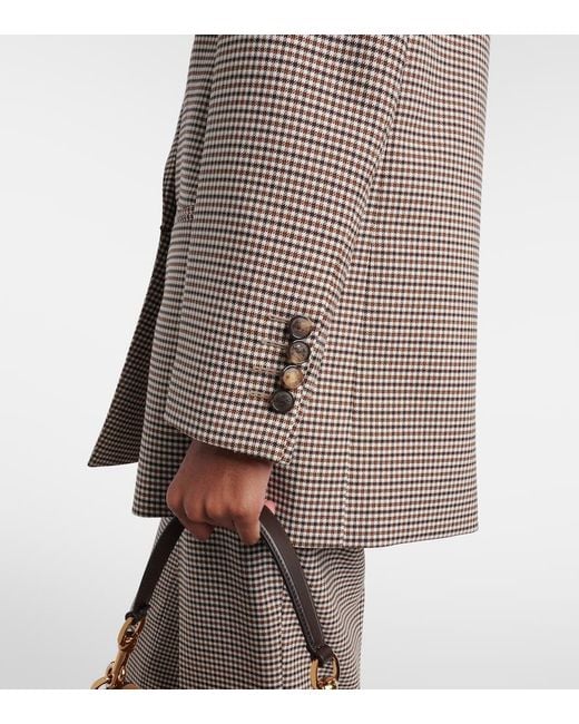 Etro Natural Checked Double-Breasted Wool-Blend Blazer