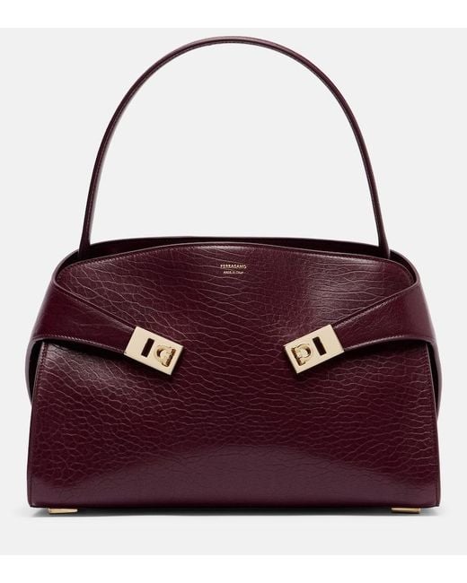 Ferragamo Purple Hug Medium Leather Shoulder Bag