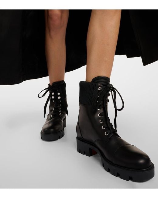 Christian Louboutin Black En Hiver Lug Leather Boots