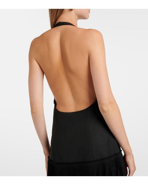 Rohe Black Pleated Wool-Blend Muslin Maxi Dress