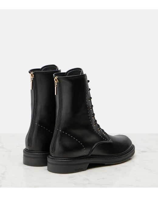 Max Mara Black Schnuerstiefel Urbancombat Aus Leder