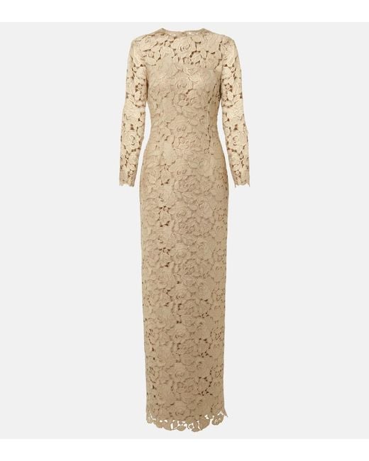 Robe Longue En Dentelle A Fleurs Oscar de la Renta en coloris Natural