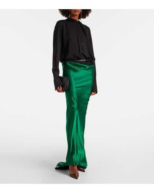 Tom Ford Black Draped Silk Satin Blouse