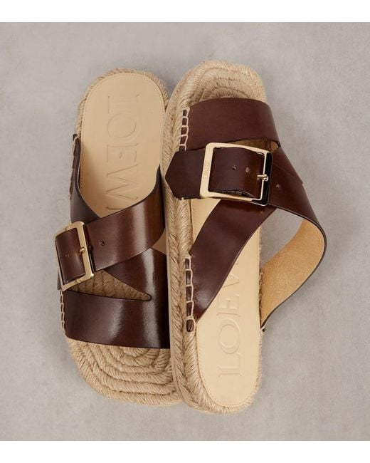 Loewe Brown Paula's Ibiza Pantoletten Aus Leder Mit Plateausohle