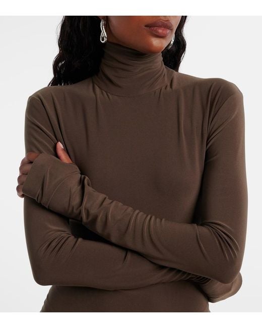 Norma Kamali Brown Turtleneck Bodysuit
