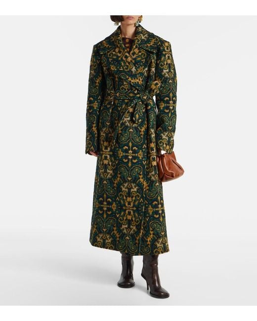 Dries Van Noten Green Rafaella Printed Coat