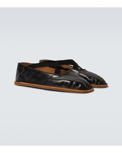 Dries Van Noten Black Leather Slip-On Shoes for men