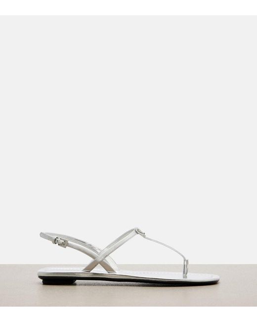 Prada White Metallic Leather Sandals