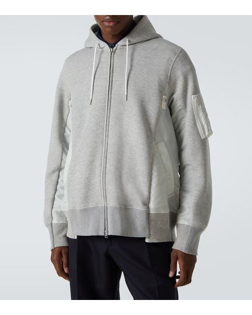 Sudadera Con Capucha De Jersey De Algodon Sacai de hombre de color Gray