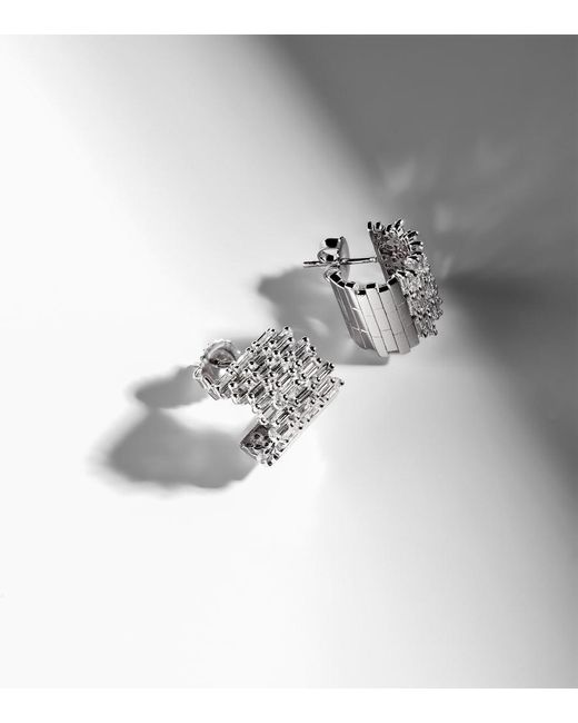 Suzanne Kalan White Rondelle 18Kt Earrings With Diamonds