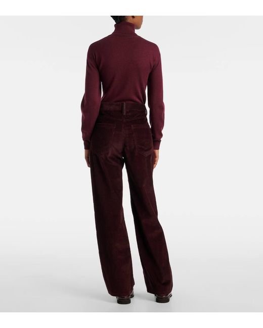 Brunello Cucinelli Purple Monili Corduroy Straight Pants